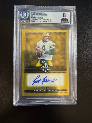 2019 Panini Majestic Brett Favre Upper Tier Gold Autograph /2  BGS 8 AUTO 10