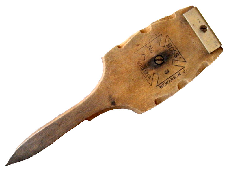1800's wood & porcelain lemon squeezer "BOSS NO. SUMMER SQUEEZER NEWARK, N.J."