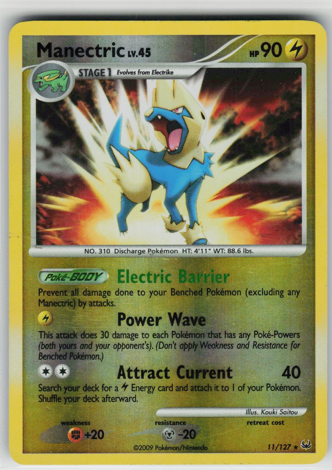 Manectric Reverse Holo Holo Rare Platinum 11/127 LP Pokemon