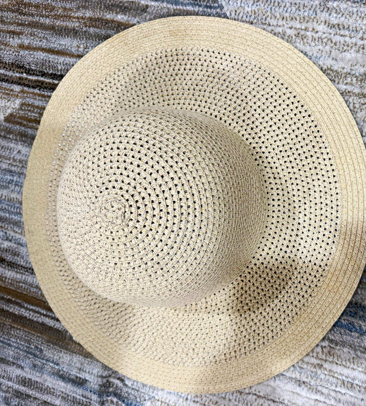 Panama Jack Beige Straw Crochet Wide Brim Sun Hat Womens One Size Solid