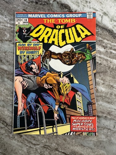 TOMB OF DRACULA #18 (Key issue) Werewolf by Night ! W/MVS 1974 FN+ 🔥