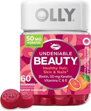OLLY Undeniable Beauty Gummies, Hair, Skin, Nails w/ Biotin  Keratin, 60 Count