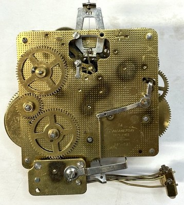 Vintage Hamilton 2 Jewels #340-020 Brass Clock Movement Gears *For Parts Repair