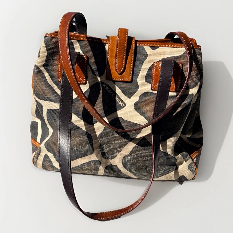 Bolso de Hombro Dooney & Bourke Jirafa Estampado Animal Lona Multicolor Y2K Foto 2 de 4