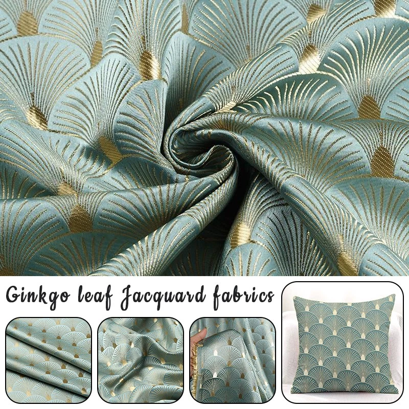 Tela de Vestido Cheongsam Brillo Brillante Brocado Hoja de Ginkgo en Forma de Abanico Jacquard Foto 2 de 4