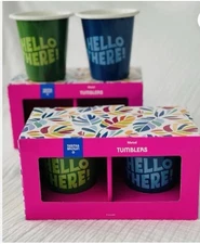 Tabitha Brown METAL TUMBLERS Blue Green HELLO THERE! Dishes 2 Pair