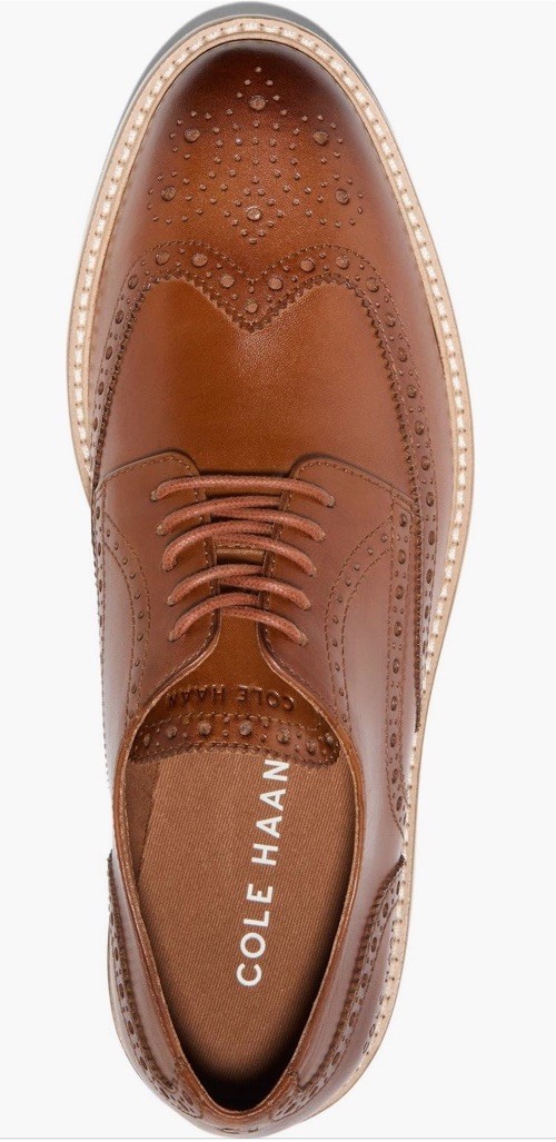 SAOLA Uomo DERBY OXFORDS Cole Haan Morse Grand Wingtip BRITISH TAN
