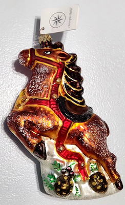 Vintage Christopher Radko Christmas Filly Glass Tree Ornament with Frost