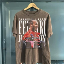 Lewis Hamilton Ferrari F1 T-Shirt reprinted dark chocolate t-shirt QT2993