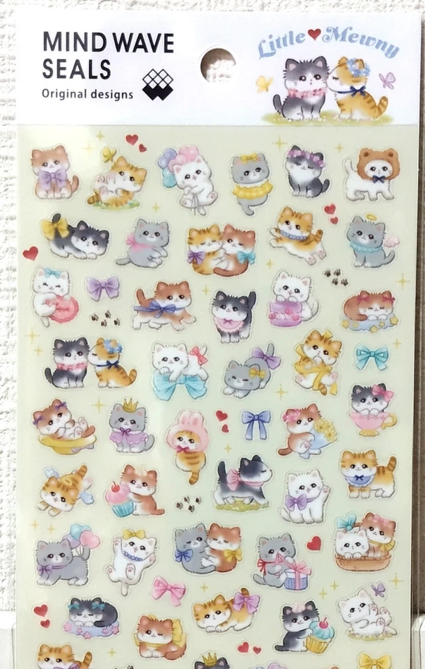 MIND WAVE Little Meuny Sticker Kawaii Animal Cat Kitty Kitten MADE IN JAPAN - Image 2 of 3