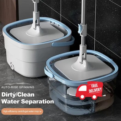 360 °   Spin Mop und Eimer Set, verdickte Faser Tuch Mop dehydrieren Hause...