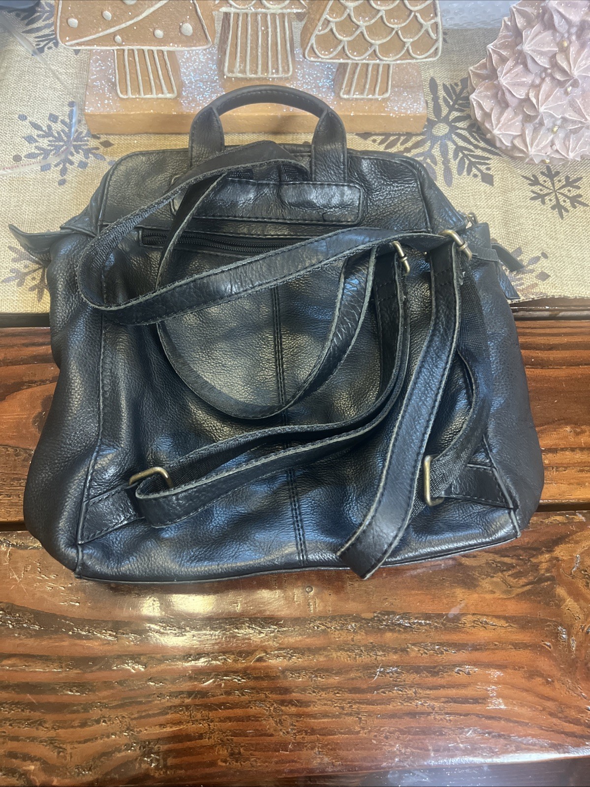 American Leather Co Genuine Super Soft Leather Backpack Black