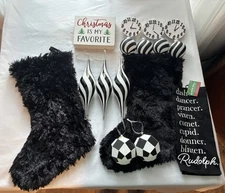 Black And White Checkered Christmas Decor And Ornaments