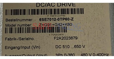 ONE USED   Main Drive 6SE7012-0TP60-Z Z=G91+G42+K80 *gb