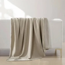 Jennifer Adams, 60" x 70" Luxe Blanket Throw - Beige Chenille Corduroy - 1727187