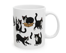 Linda Taza de Café Gato Negro 11oz Divertida Esmoquin Gatito Cerámica Taza de Té Regalo