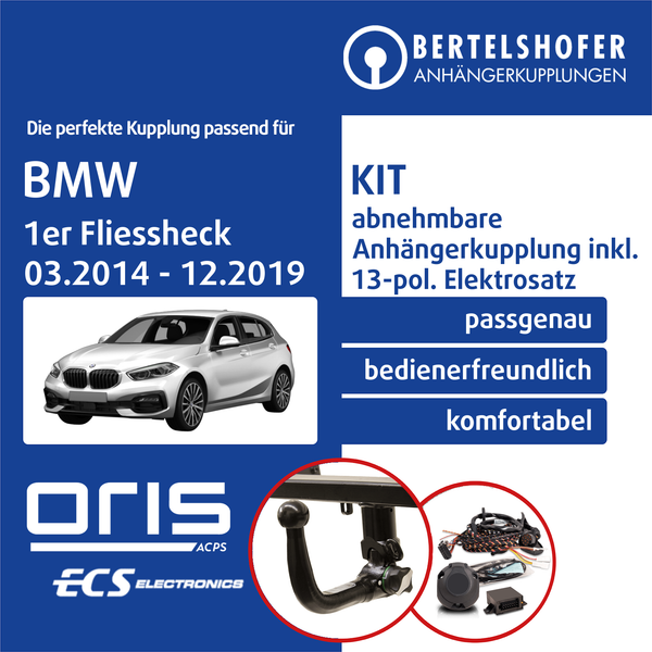 für BMW 1Er Fliessheck Typ F20/F21 03.2014-12.2019 AHK Abn +13Pol Sp. E-Satz-image