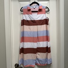 Liz Claiborne A Line V Neck Collared Dress Stripes 6