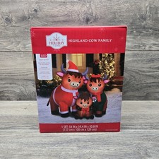 New Holiday Time 4.2ft Highland Cow Family Christmas Airblown Yard Inflatable