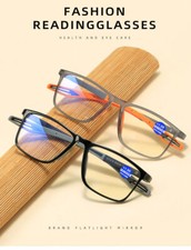 Mens TR90 Anti-blue Light Square Reading Glasses Sport Lightweight 1.5 to 4.0