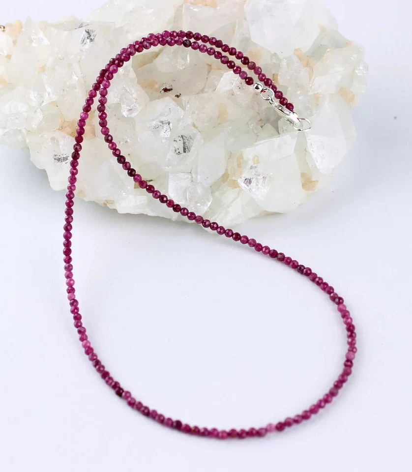 Gargantilla Rubí Natural 2mm Cristal Piedras Preciosas Cuentas Delicadas Gargantilla Collar Minimalista Foto 2 de 4