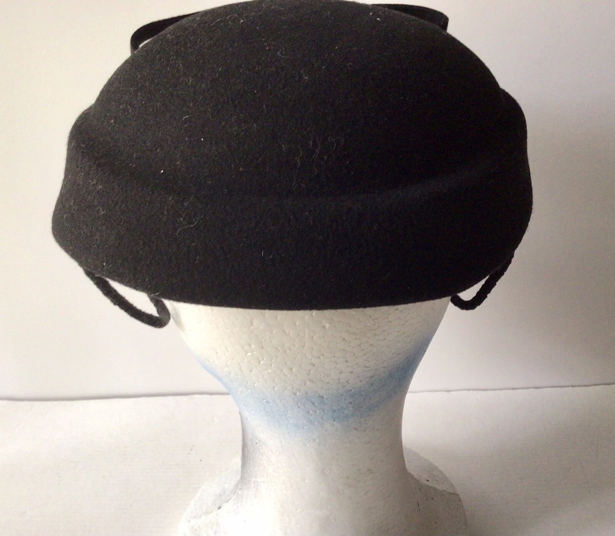 Japan Urbi et Orbi Yokohama Pillbox Hat Beret 50s Wool Black Small Rare Urbi et Orbi Hat | 1950s Black Pillbox main image 3