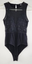 Tahari Bodysuit Lace Size M Color Black