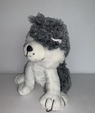 13  Toy Factory Wolf Dog Husky Plush Blue Eyes Gray White Stuffed Animal