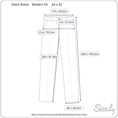 Dolce Roma Men's Dress Pants Size 34x32 Modern Fit Travel Luxe Wrinkle Resistant - Picture 9 of 9