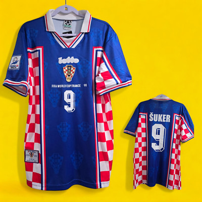 CROATIA AWAY - World Cup 1998 - Retro Jersey- Soccer - Blue