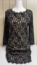 Eliza J Women's Sheath Short Black Lace Over Nude  Dress Size 8 Pre-loved