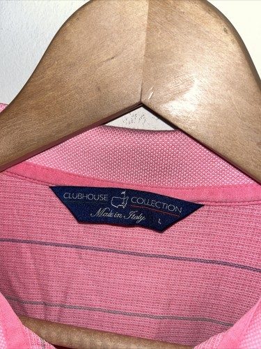 Mens The Masters Clubhouse Collection Golf Polo Pink Logo Golfing Size Large - Picture 3 of 6
