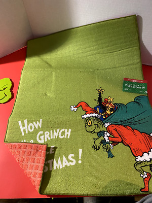 How the Grinch Stole Christmas! Kitchen Dish Drying Mat New Holiday Fun Dr Seuss