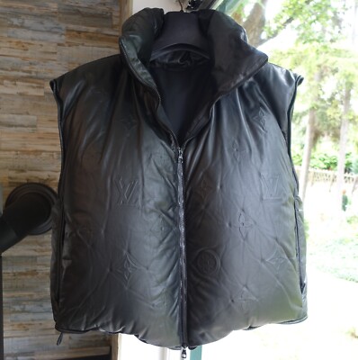 LOUIS VUITTON JACKET M lv black vest gilet leather monogram oversized