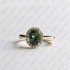 Green Sapphire Cubic Zirconia Ring,925 Sterling Silver Gift For Her Anniversary
