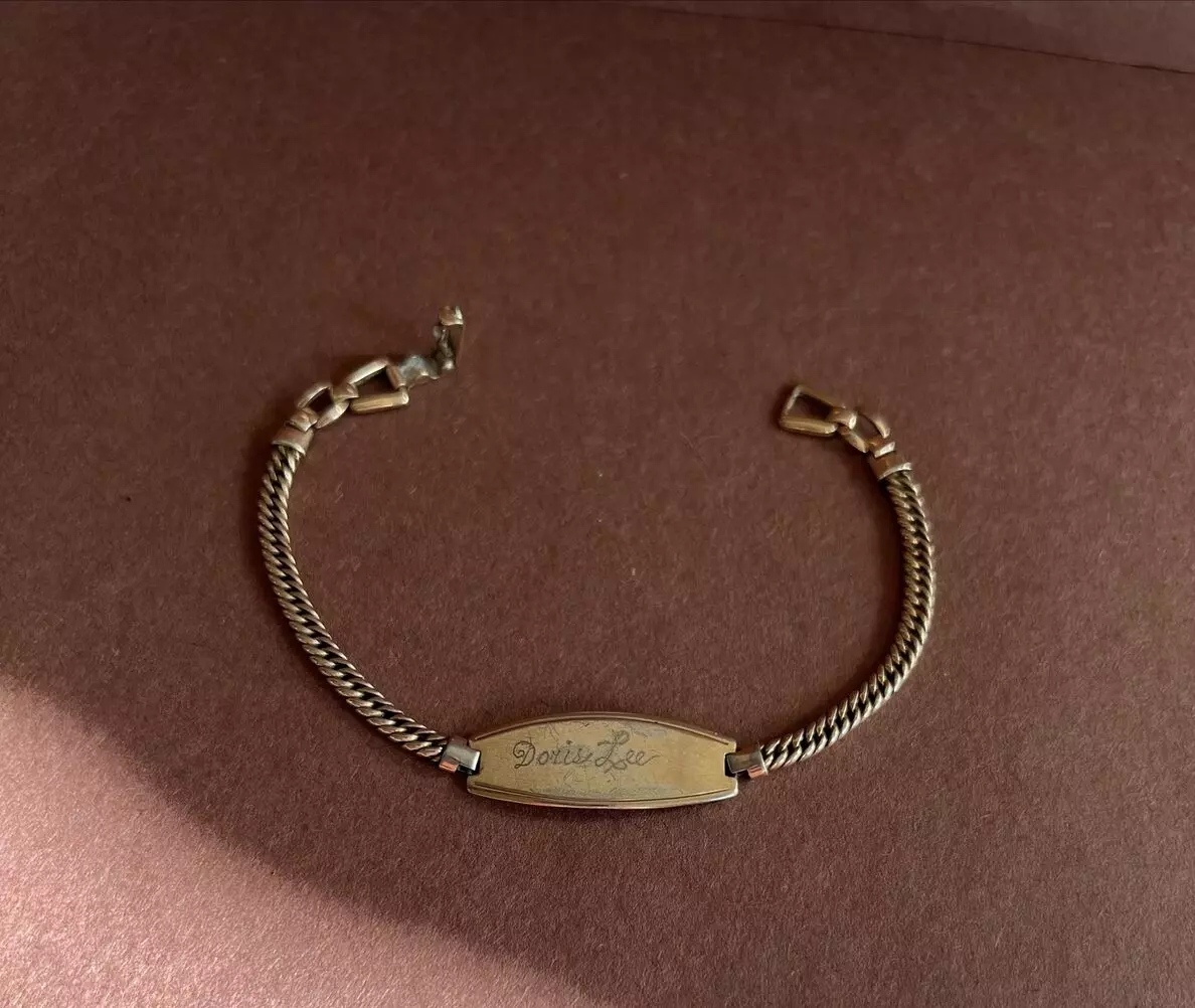 REISLER .025 Gold Tone ID Bracelet with Stockton CA Resident s