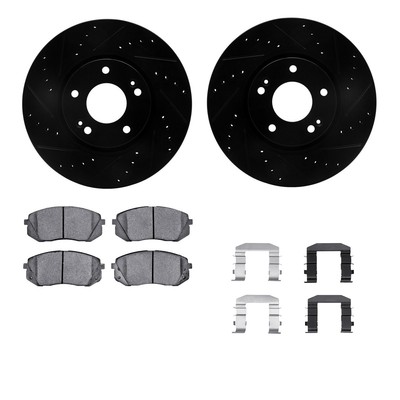 For Hyundai Tucson 10-15 Drilled & Slotted Front Brake Kit w Semi-Metalic Pads