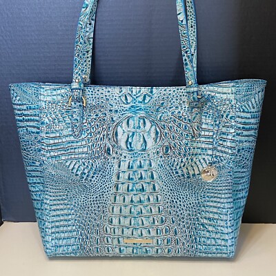 BRAHMIN April MINERAL BLUE Melbourne Tote Shoulder Bag Blue Large NEW $325 