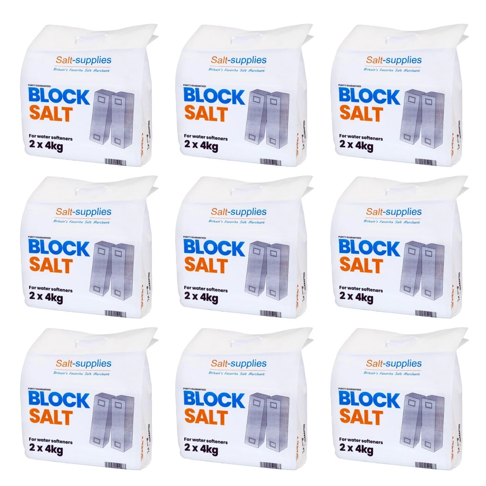 Block Salt Water Softener Salt Block Compatible with All Water Softener 2 x 4kg - Image 1 of 1