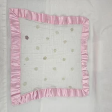 Aden + Anais Pink White Brown Tan Dot Issie Baby Blanket Satin Trim Security