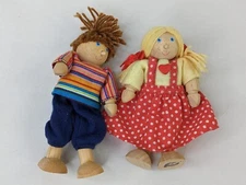 Pintoy Wooden Boy Girl Figure Lot