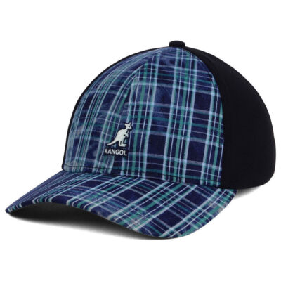 Kangol Distressed Plaid Links Stretch Fit Baseball Hat Cap Lid Men