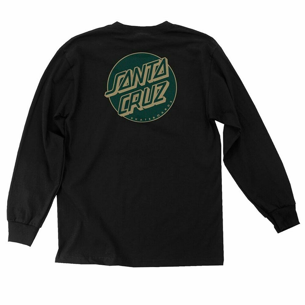 Santa Cruz OTHER DOT LONG SLEEVE Skateboard T Shirt BLACK w/FOREST