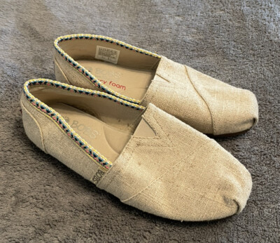 Bobs Memory Foam Burlap Slip On Shoes Flats