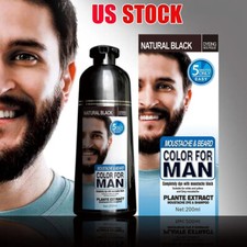 Men Black Beard Hair Dye Color Shampoo Permanent Darkening Hair Coloring-black