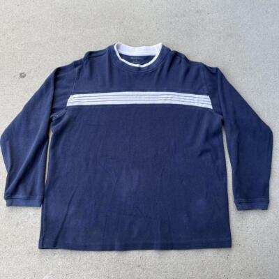 Vintage 2000s navy blue white block chest longsleeve shirt