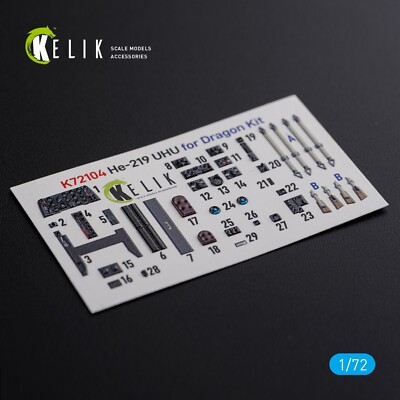 3D Decals for HE-219 UHU interior Dragon Model kit Scale 1:72 KeliK K72104