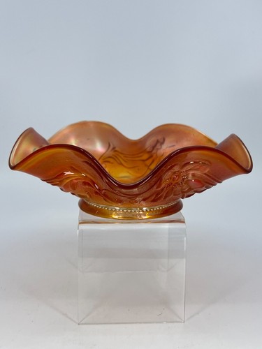 1940s Northwood Grape & Cable Carnival Glass Dish Marigold Glass Candy Dish VTG - Picture 21 of 24