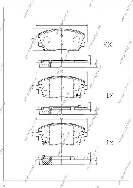 Plaquettes de frein Kia 581011YA00 garniture de freinage avant anti-bruit K360A25