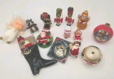 Vintage Christmas Holiday Ornament Lot Assorted Mixed 14 Ornaments